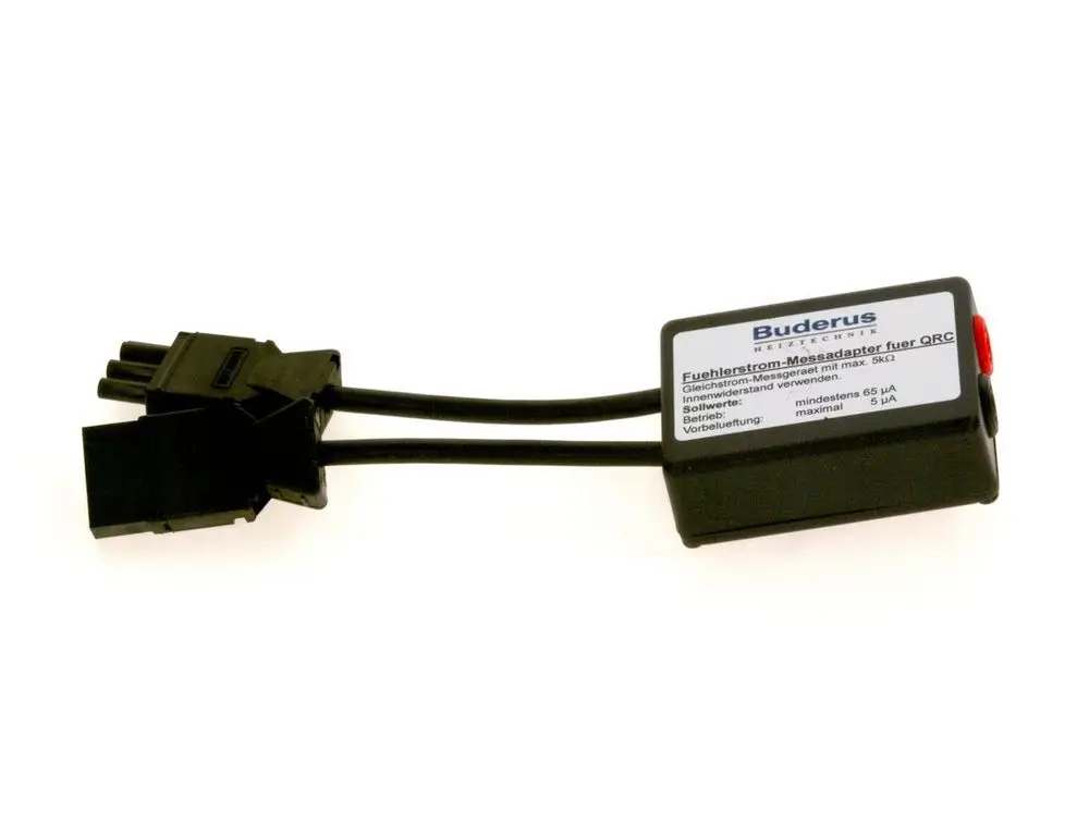 Adapter zur Messung von UV-Strom, verbunden mit einem Stecker. Das Produkt zeigt die Marke Bosch und ist für spezielle Messgeräte vorgesehen.